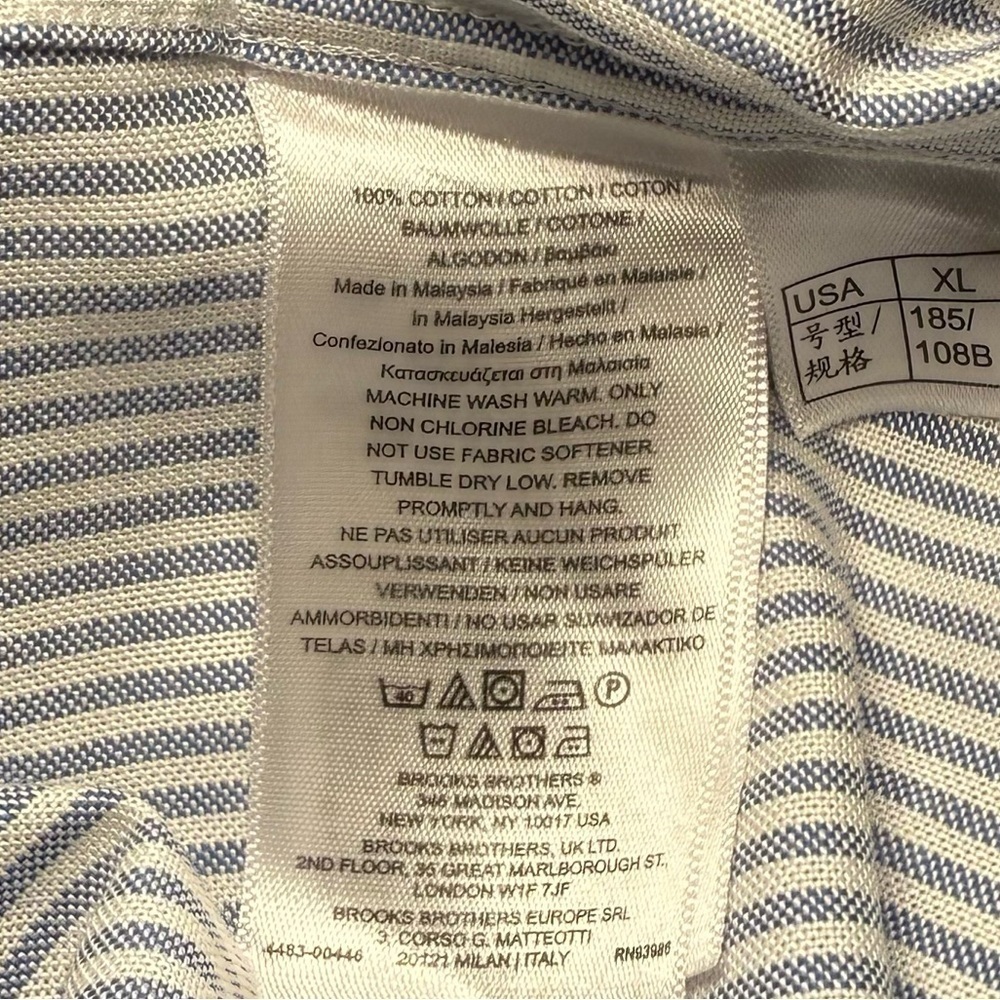 (2) Brooks Brothers Men’s Supima Cotton Oxford Striped Shirts XL - Picture 8 of 11